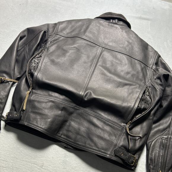 Heavyweight Black Cal Leathers Jacket Womens XL 24x23 LAPD First Gear Motorcycle - Picture 2 of 16